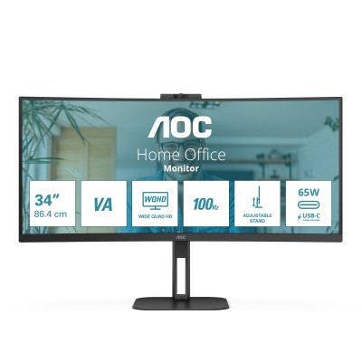 AOC V5 CU34V5CW LED display 86,4 cm (34") 3440 x 1440 pixels Wide Quad HD Preto