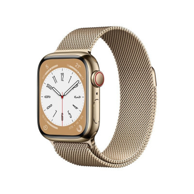 Apple Watch Series 8  GPS  Celular 41mm  Caixa de AÃ§o InoxidÃ¡vel Dourado  Correia Milanesa Loop Dourada