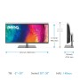 BenQ PD3420Q monitor de ecrã 86,4 cm (34") 3440 x 1440 pixels Quad HD LED Cinzento