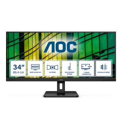 AOC U34E2M monitor de ecrã 86,4 cm (34") 3440 x 1440 pixels Wide Quad HD Preto