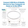 Tripp Lite U050AB-006-WH cabo USB USB 2.0 1,83 m USB A Micro-USB B Branco
