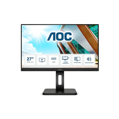 Monitor AOC 27″ Ips UHD 4K Hdmi Dp Usb-C Multimédia Pivot Preto