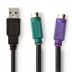 Cabo Adaptador Usb-A Macho / 2X Din 8P Fêmea 0.3M Preto