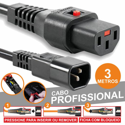 Cabo Alimentação Prof. Iec Macho / Fêmea 3M Preto