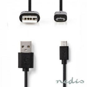 Cabo Usb-A 2.0 Macho / Micro Usb-B 5M Preto Nedis