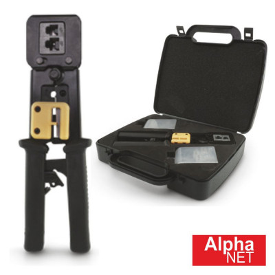 Kit Alicate De Cravar + Fichas Passante Cat5E Utp Alphanet