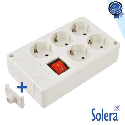 Tomada Elétrica C/ 5 Saídas Schuko Interruptor Solera